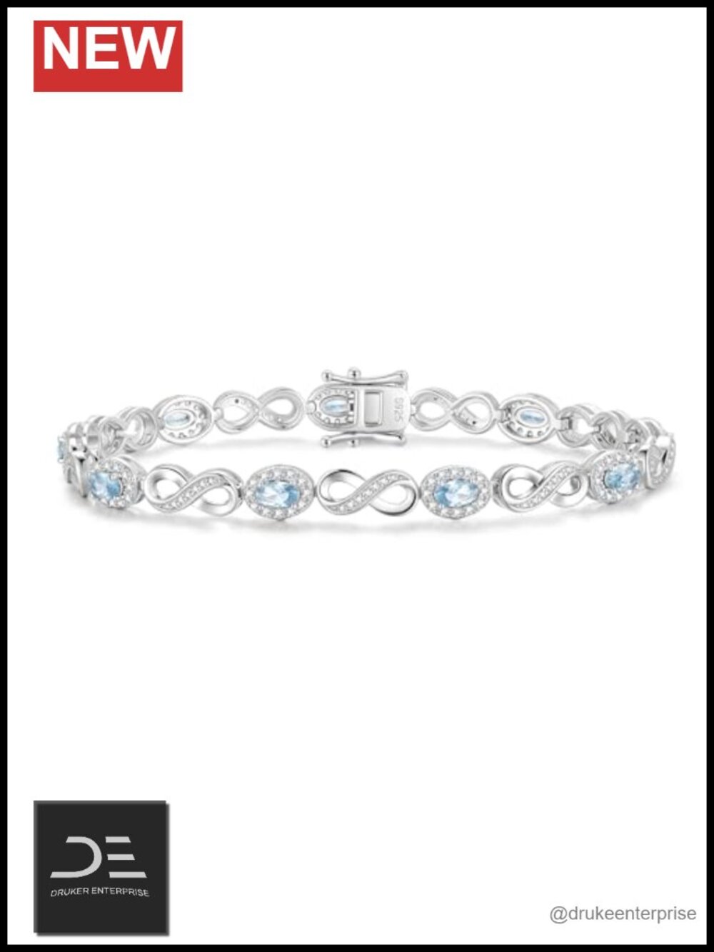 Sterling Silver White Gold Plated Infinity Birthstone Tennis Bracelet
